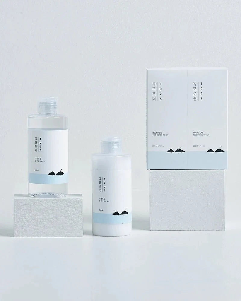 ROUND LAB 1025 Dokdo Toner + Lotion Duo – Set de cuidado facial coreano hidratante